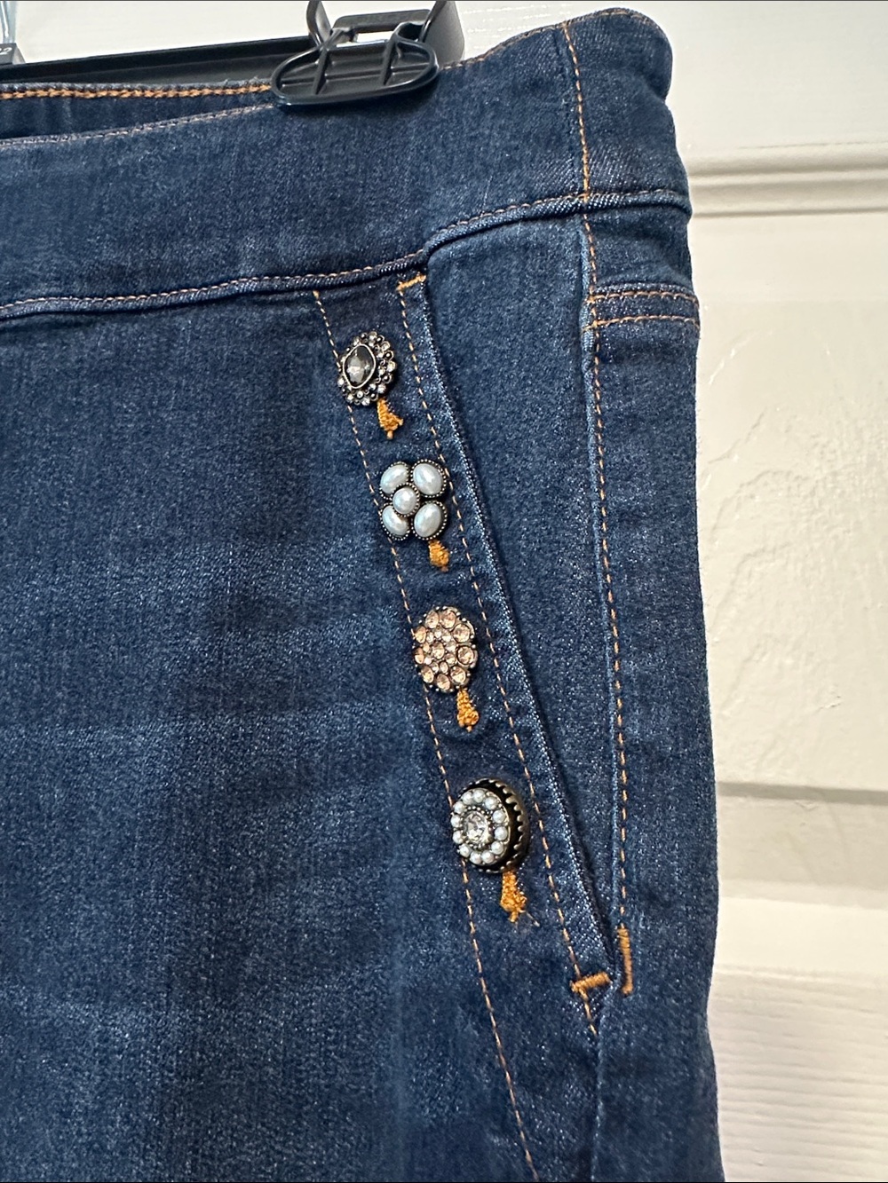 Chico's Pull-on Wide Leg Embellished Jeans - Picture 2 of 6